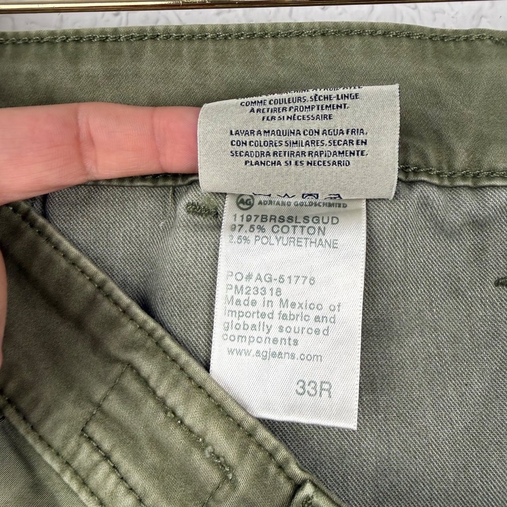 *AG Adriano Goldschmied Mens Wanderer Olive Green Slim Trouser Shorts 33R - Picture 5 of 14